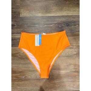 Cupshe Womens High Waisted Bikini‎ Bottom Orange Solid Swim Size XL NWT